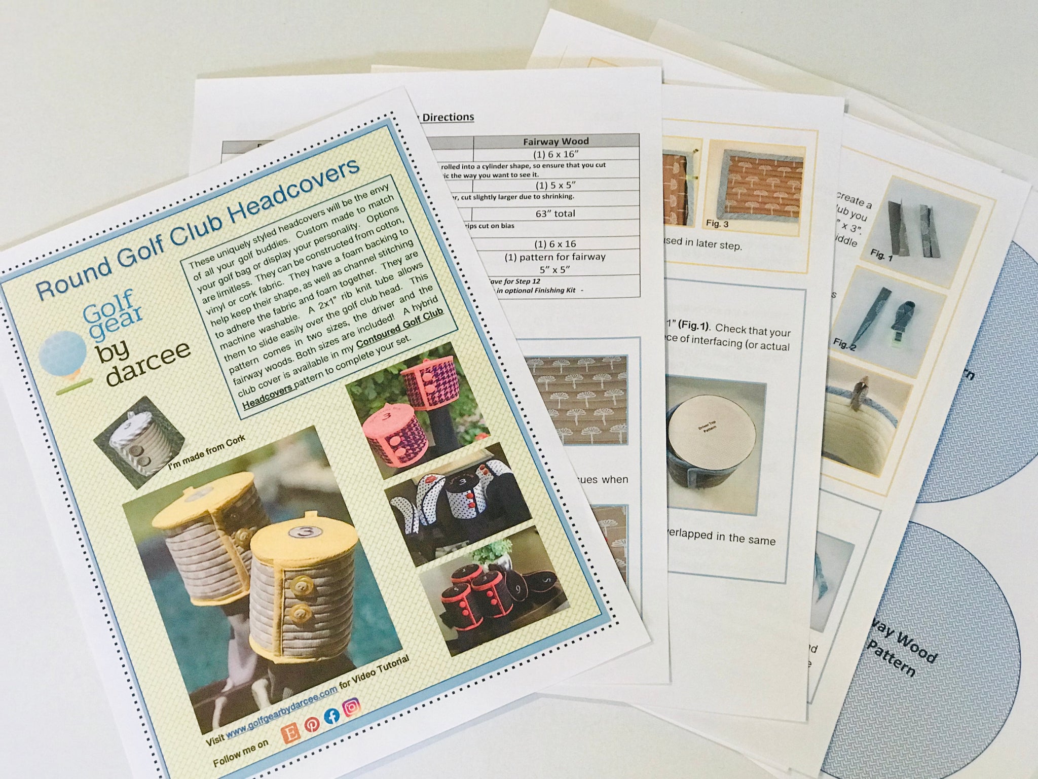 Round Golf Club Headcover Sewing Pattern Downloadable Golf Gear By